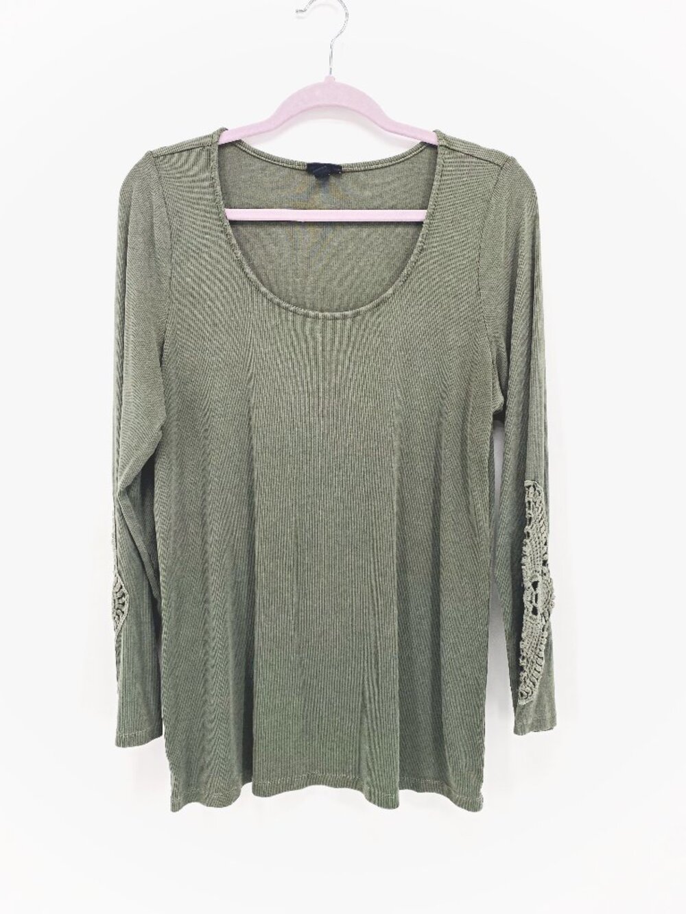 Torrid Rib Scoop Neck Crochet Long Sleeve Top